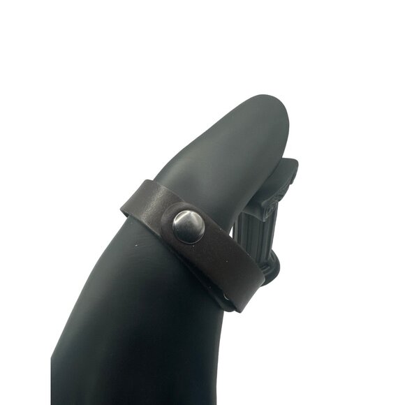 Handcrafted Leather Bracelet With Ornate Metal Accents & Snap Closure - Picture 3 of 7